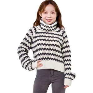 John + Jenn Striped Turtleneck Black and White Sweater XS